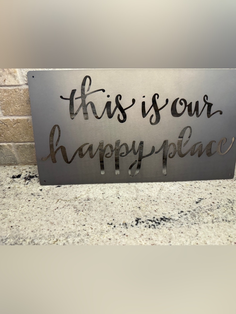 "This Is Our Happy Place" Metal Wall Sign - Gray